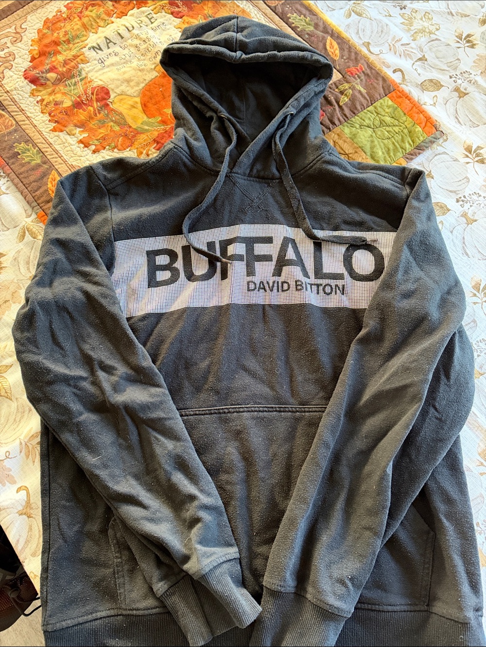 Buffalo David Bitton Charcoal Black Pullover Hoodie with Logo